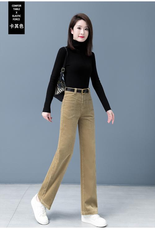 卡其色灯芯绒阔腿裤搭配_卡其灯芯绒阔腿裤，百搭时尚，秋冬必备！