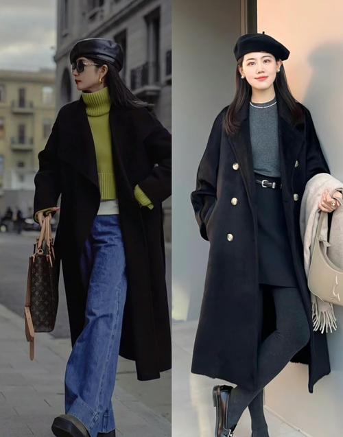 女人黑色过膝大衣整体搭配_百搭时尚，秋冬必备！