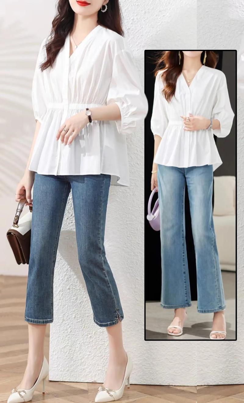 松紧裤腰搭配衬衫合适吗_松紧腰百搭！衬衫阔腿裤牛仔裤都好看