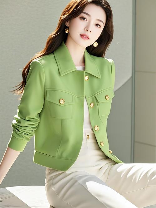 浅绿色短外套配什么色裤子_浅绿外套配裤，清爽时尚多搭配