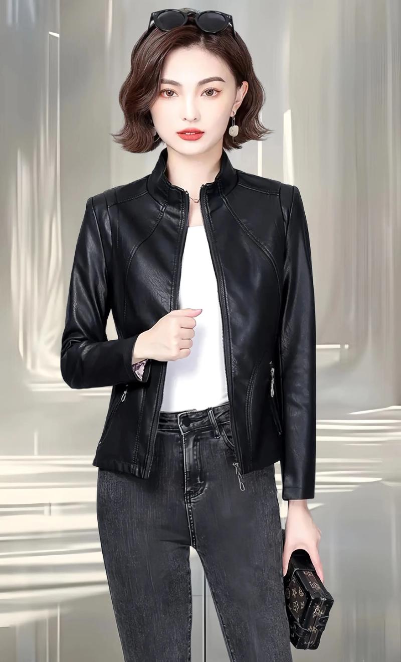 短皮衣怎么搭配下装 女_修身皮衣搭出时尚范儿