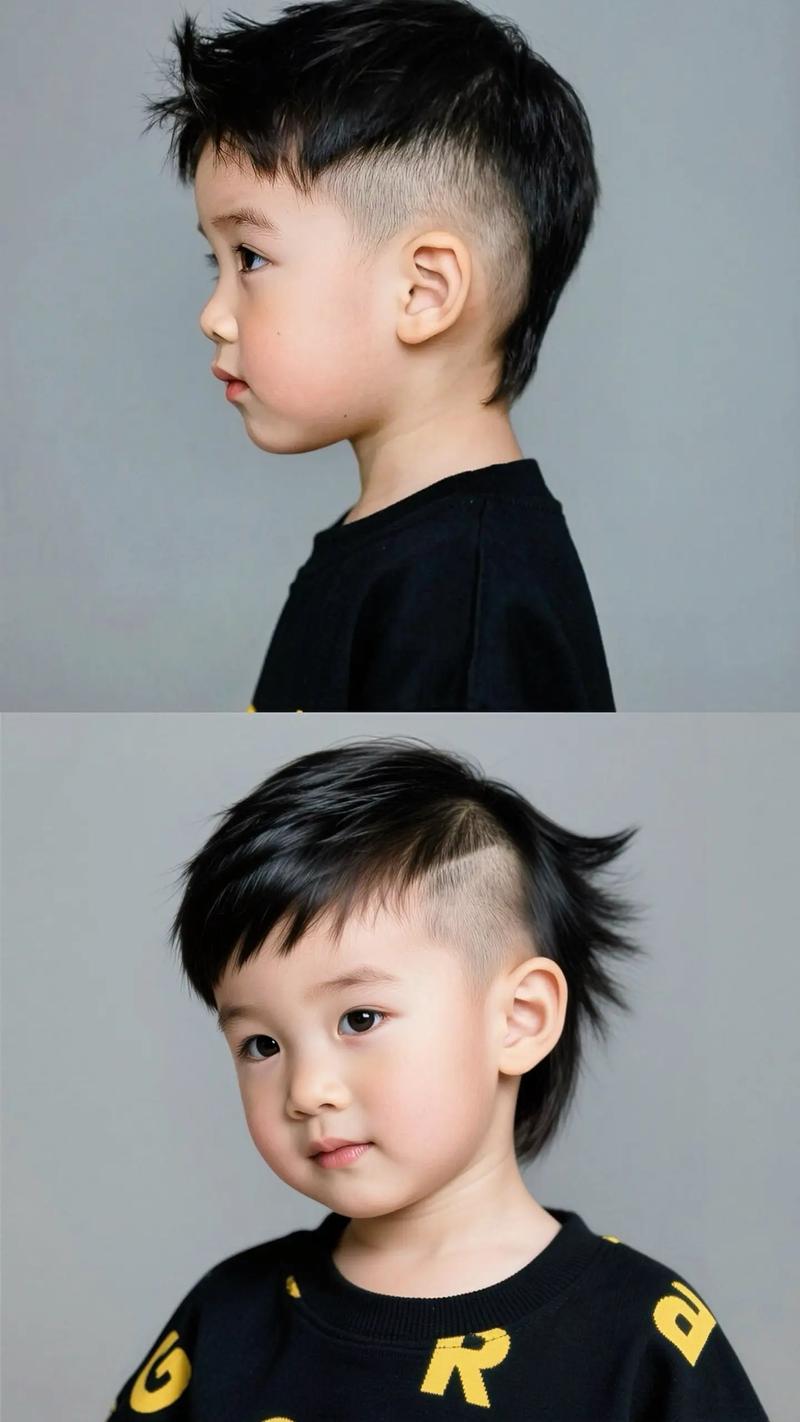 男童桃心发型_男孩桃心发型，可爱时尚，个性十足！