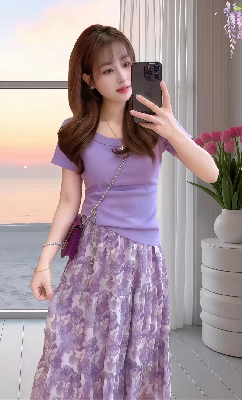 浅紫色t恤配什么颜色裤子好看_浅紫T恤百变穿搭，显个性时尚