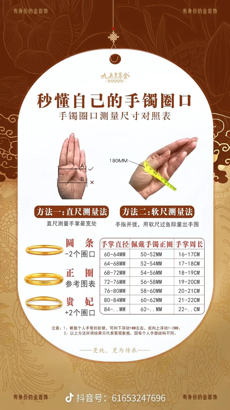 开口手镯的圈口对照表_开口手镯选对尺寸，戴得舒服不滑落