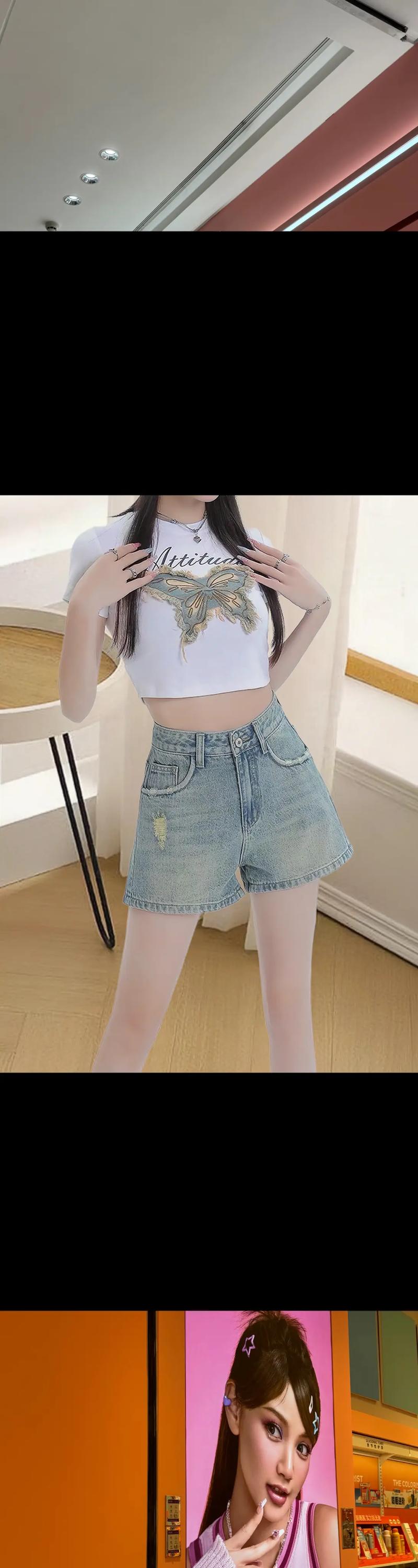 拉丝破洞牛仔短裤配什么衣服_破洞牛仔短裤搭配全攻略，风格随心变！