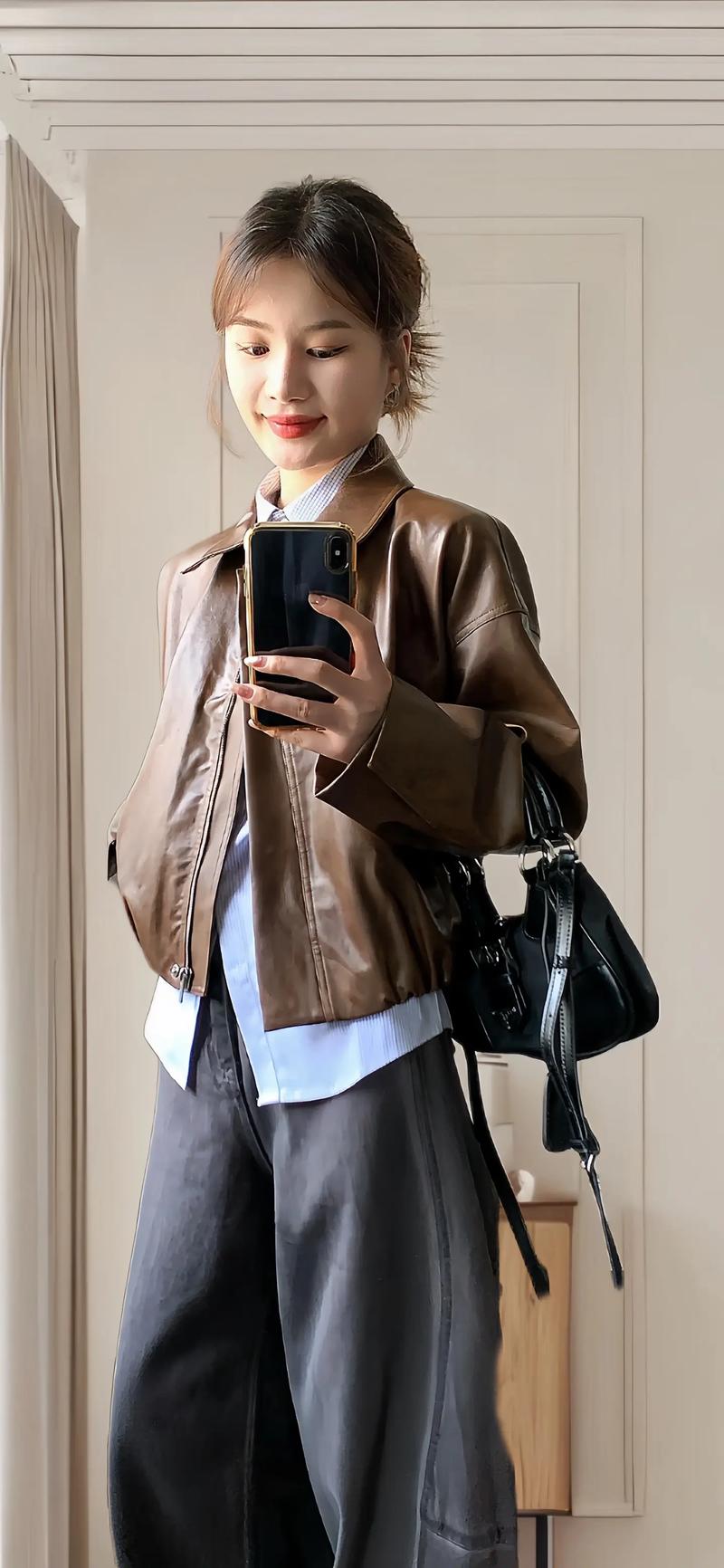 真皮外套有什么效果_头层牛皮夹克，防风保暖，实用百搭