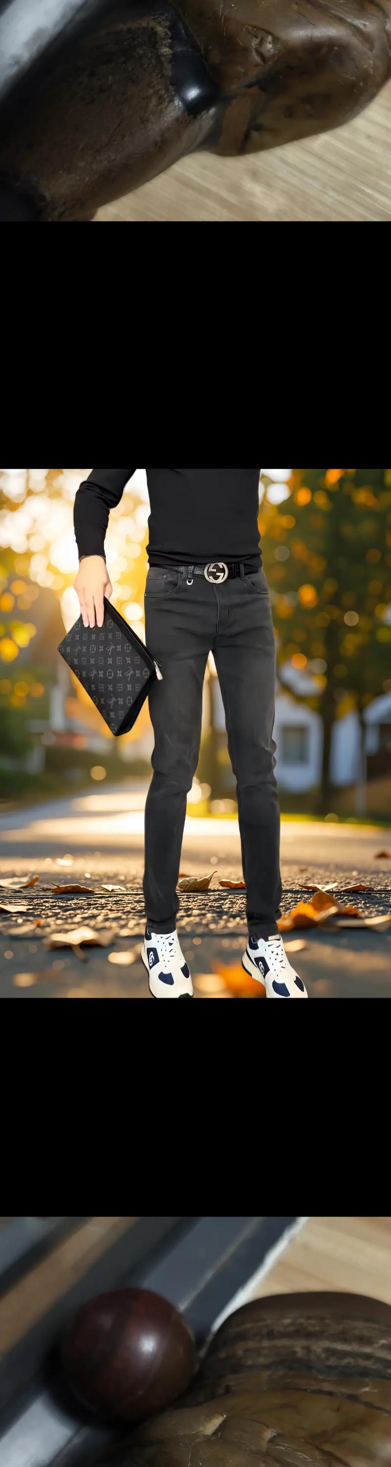 紧腿裤上衣搭配男_T恤裤+卫衣针织衫，低帮鞋搭出时尚感