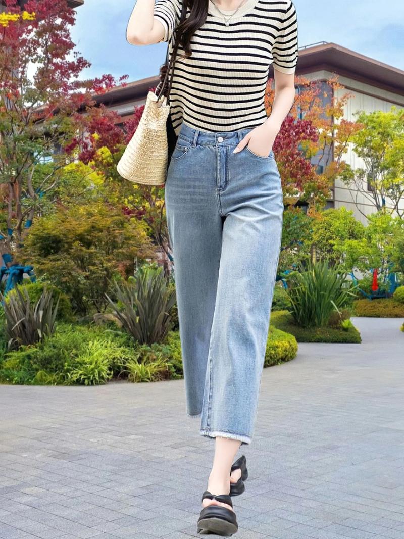 蓝直筒裤子最佳配色表_蓝色直筒裤配什么上衣？