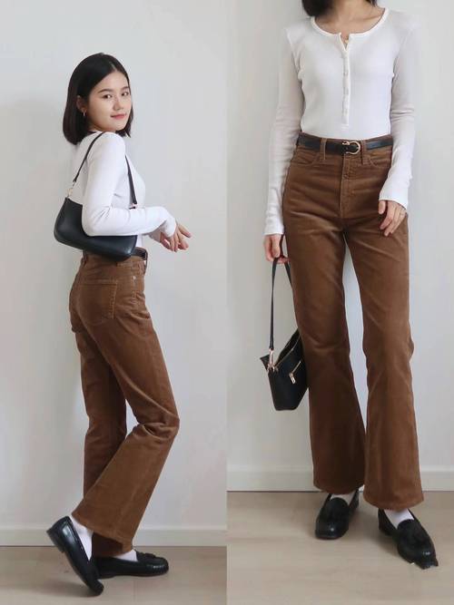 黄褐色裤子配什么颜色上衣_黄褐色裤子配白黑米蓝灰，时尚百搭！