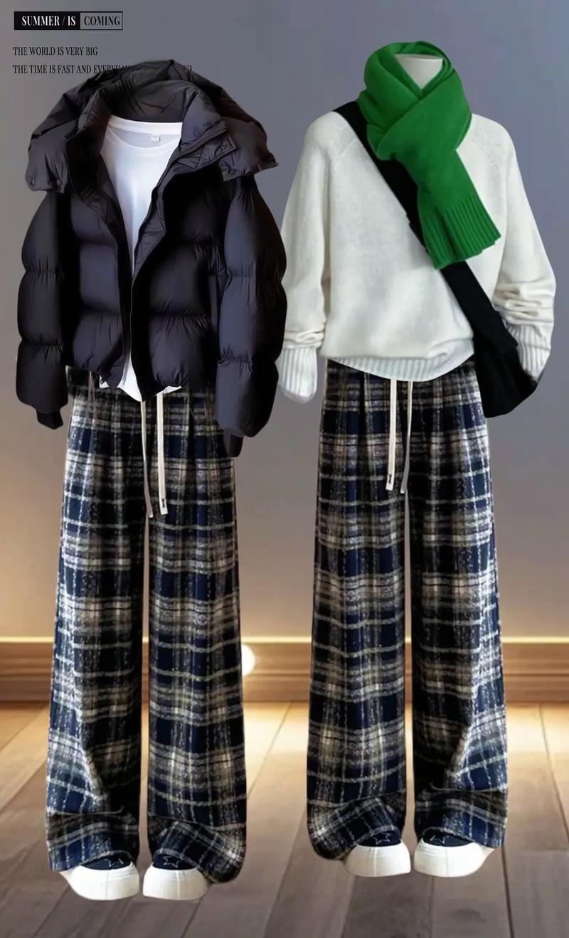 大格子毛呢裤搭配什么外套_格子裤搭外套，休闲时尚任你选！