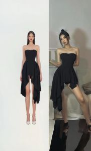 无肩带抹胸搭配超短裙_无肩带抹胸配超短裙，性感又显瘦！